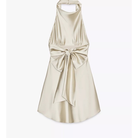 Zara Cream Halter Mini Dress - Picture 2 of 6